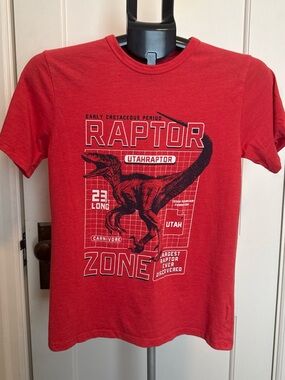 The Children's Place Boys Shirt Size L 10/12 Red Raptor Zone Dinosaur Utahraptor